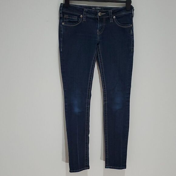 Silver Aiko dark wash 27x31 skinny jeans - Picture 1 of 8